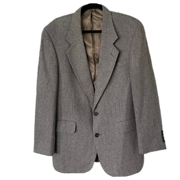 Vintage Oscar de la Renta Classic Neutral Gray and Tan Tweed Blazer